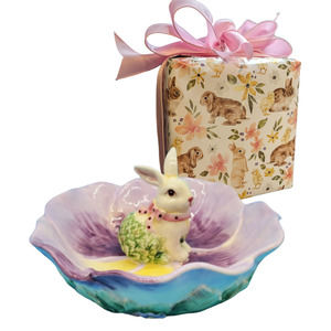 Corner Ruby Easter Pansy Bunny Candy Plate - Gift Wrapped!